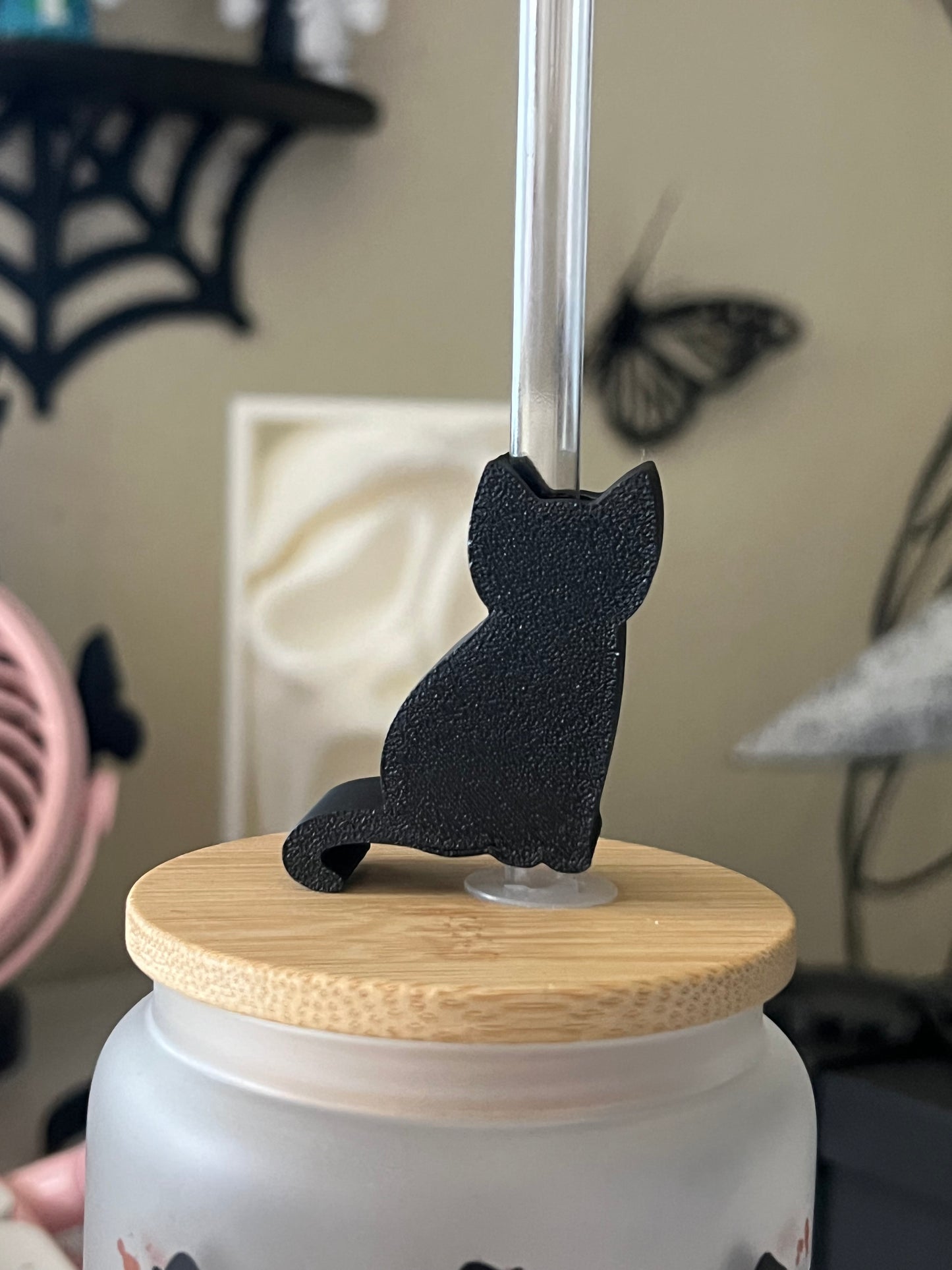 skeleton cat Straw Topper