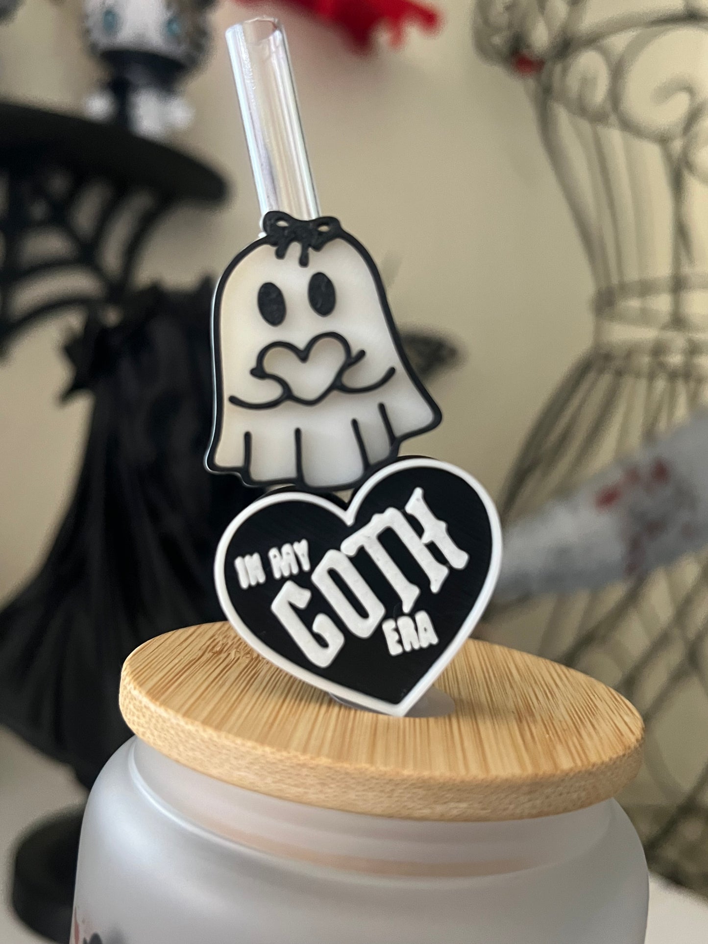Heart and Ghost Straw topper Set
