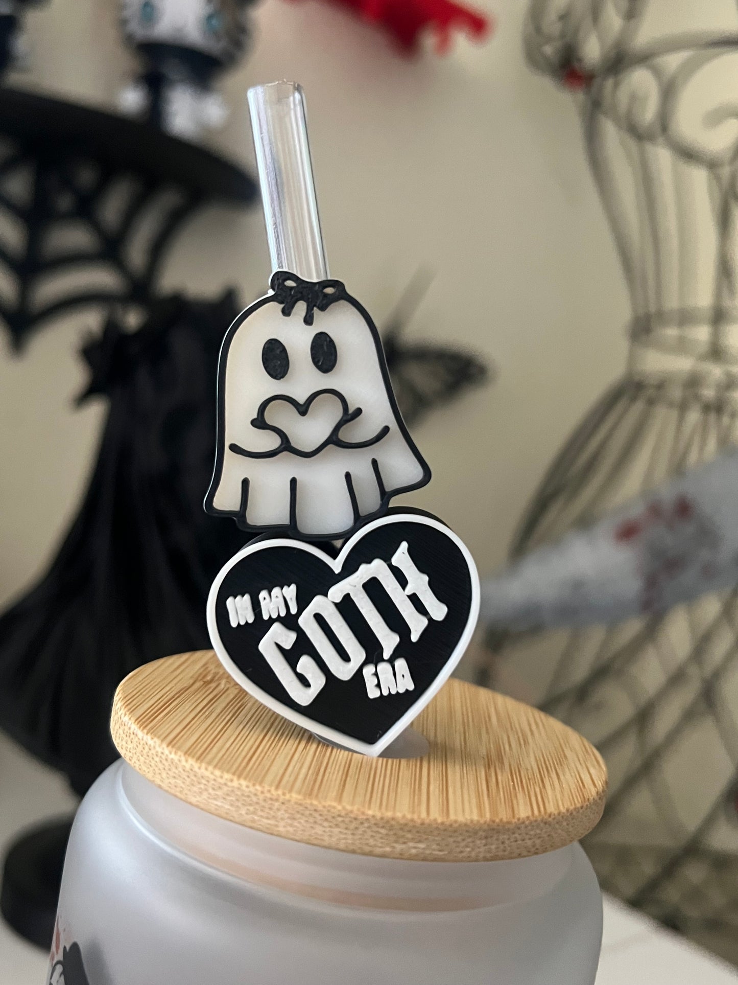 Heart and Ghost Straw topper Set