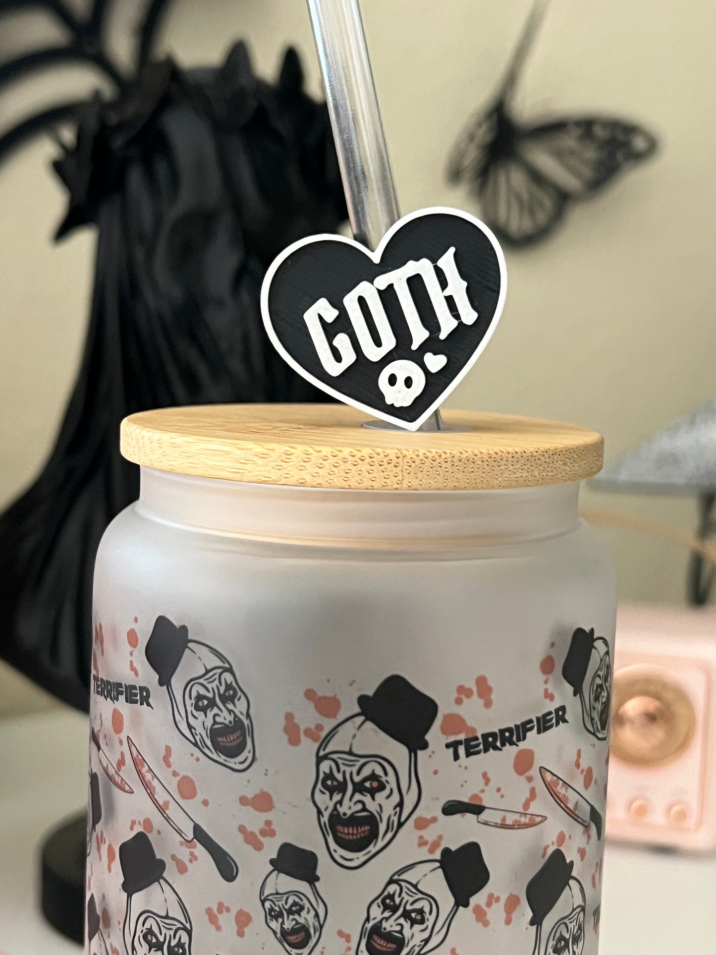 Heart and Ghost Straw topper Set