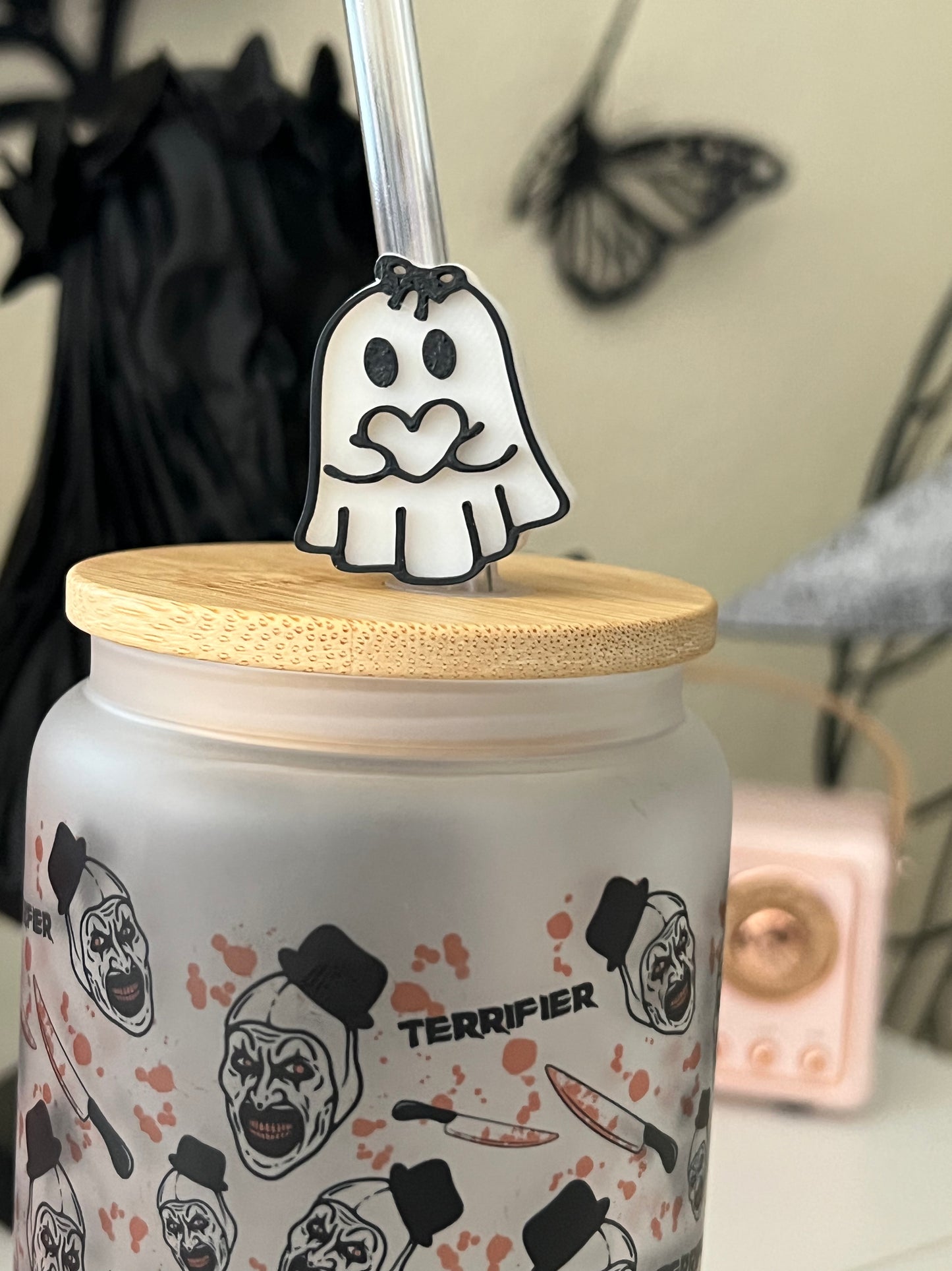 Heart and Ghost Straw topper Set